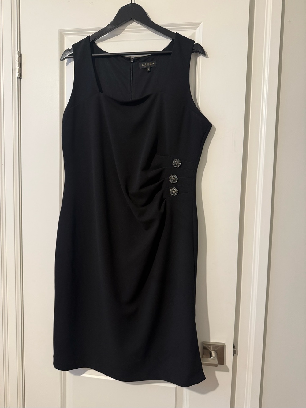 Laura Black Draped Midi Dress Size 16